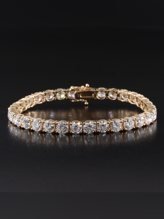 Jewelry - Stunning 16.12 carat tennis bracelet with lab diamonds, 5mm stones 14 kt gold